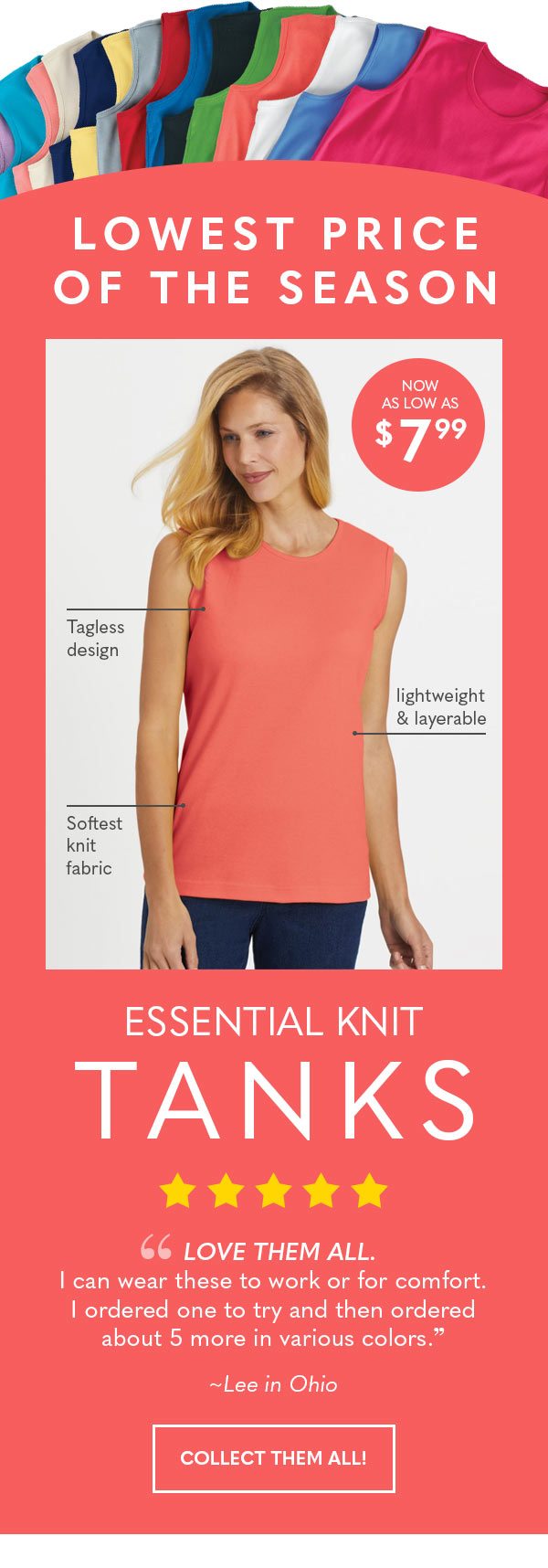 LOWEST PRICE OF THE SEASON! Women's Essential Knit Tank now as low as $7.99