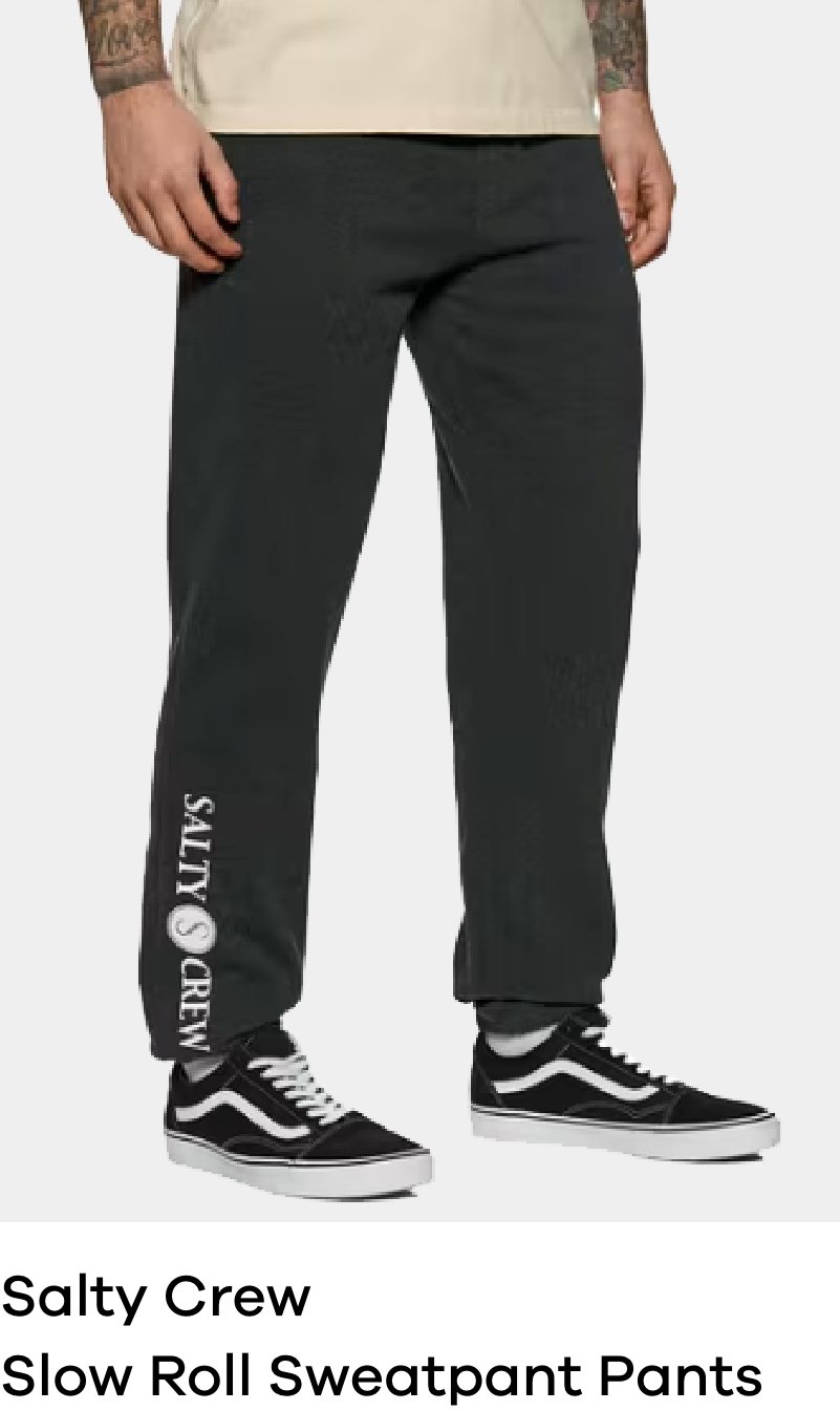 Salty Crew Slow Roll Sweatpant Jogging Pants Black Heather