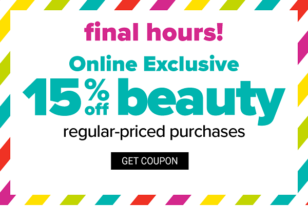 Online Exclusive! 15% off Beauty Regular-Priced Purchases - Get Coupon