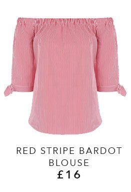 Red stripe bardot