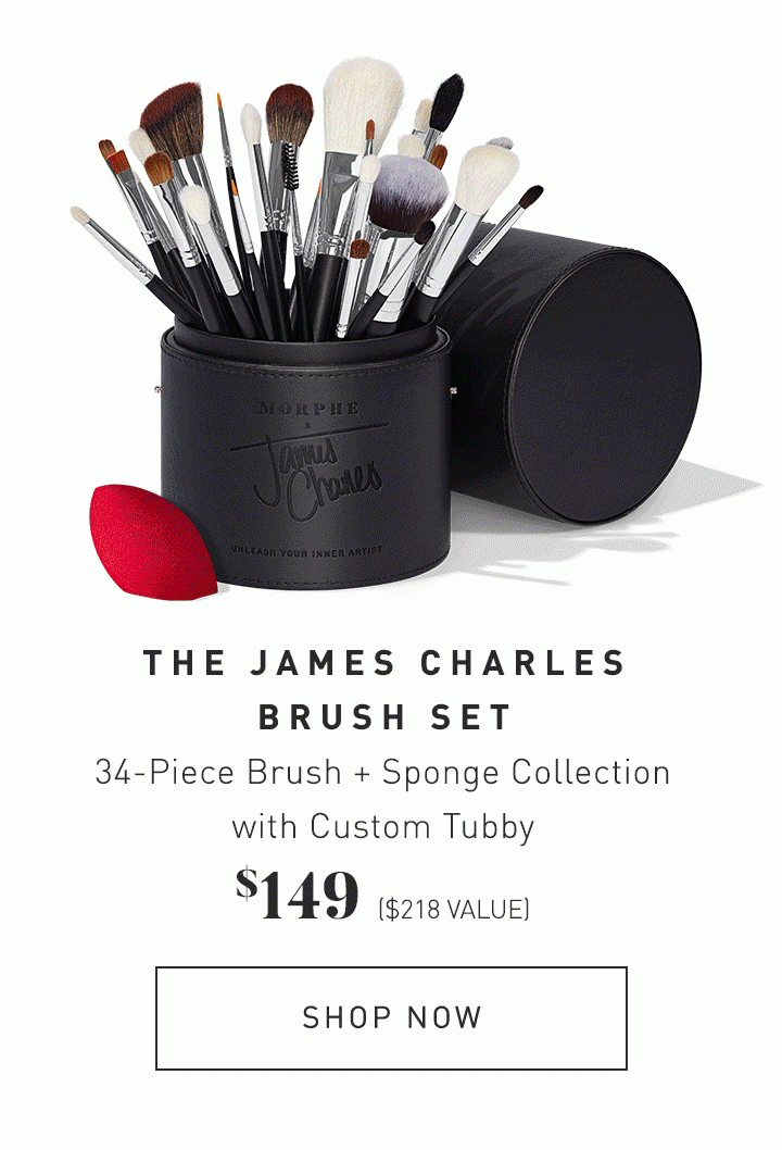 New Morphe X James Charles Full Makeup Brush Set 34 pc + Sponge+ Custom authentic Tubby