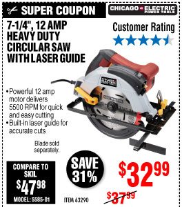 View 7-1/4 in. 12 Amp Heavy Duty Circular Saw With Laser Guide System