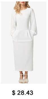 Lantern Sleeve White Pocket Maxi Dress