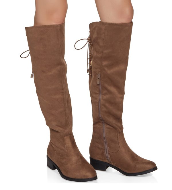 Knee High Lace Up Back Boots