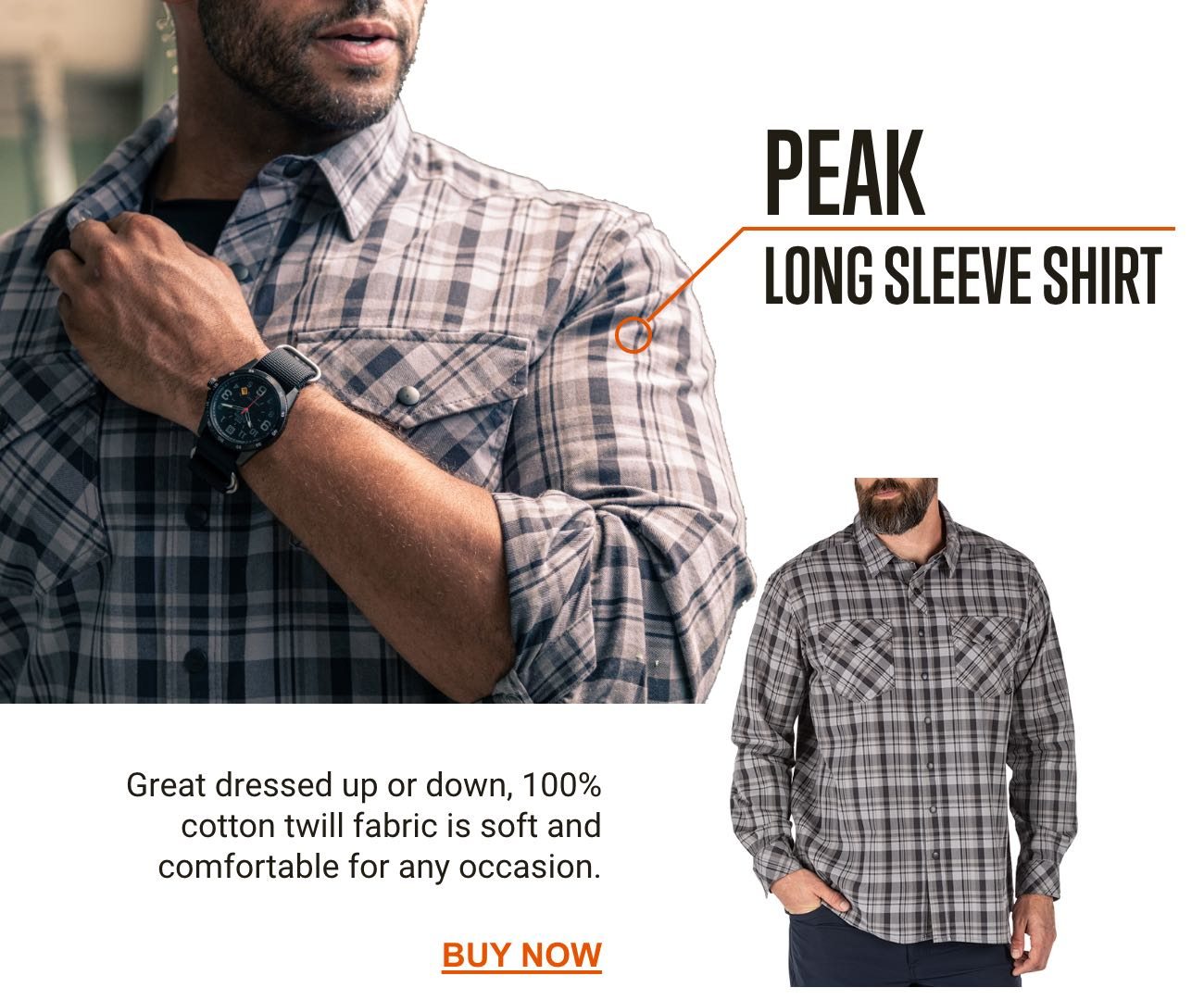 Peak Shirt | 100% cotton twill fabric is soft and comfortable for every occasion