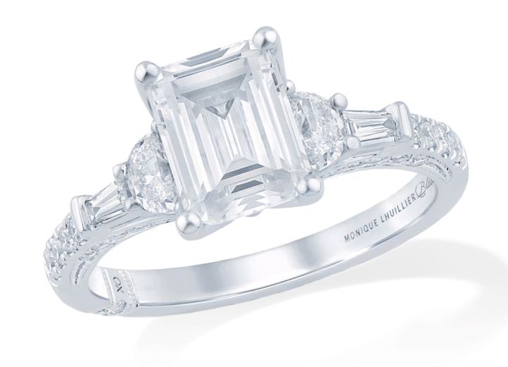 Monique Lhuillier Bliss Emerald-Cut Lab-Grown Diamond Engagement Ring 2 ct tw 18K White Gold