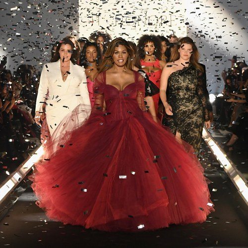 Laverne Cox walks the runway for the 11 Honore fashion show finale during New York Fashion Week