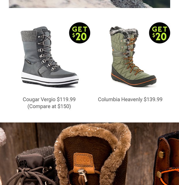 COUGAR VERGIO $119.99 (COMPARE AT $150) || COLUMBIA HEAVENLY $139.99