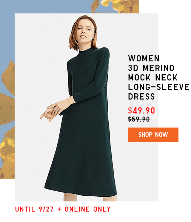 WOMEN 3D MERINO MOCK NECK LONG-SLEEVE DRESS $49.90 - SHOP NOW