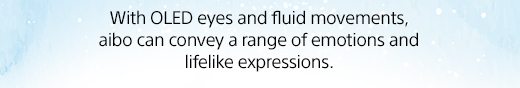 With OLED eyes and fluid movements, aibo can convey a range of emotions and lifelike expressions.