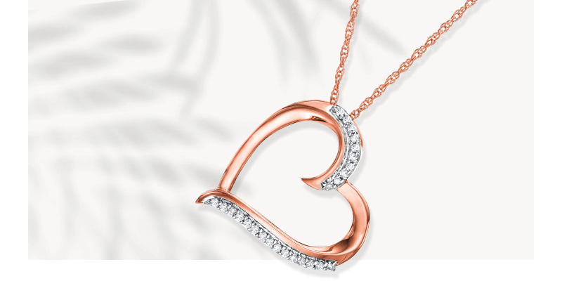 Diamond Heart Necklace 1/15 ct tw Round-cut 10K Rose Gold 18