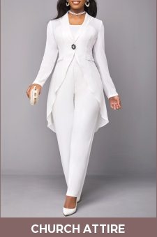 Button White Long Lapel Straight Leg Jumpsuit