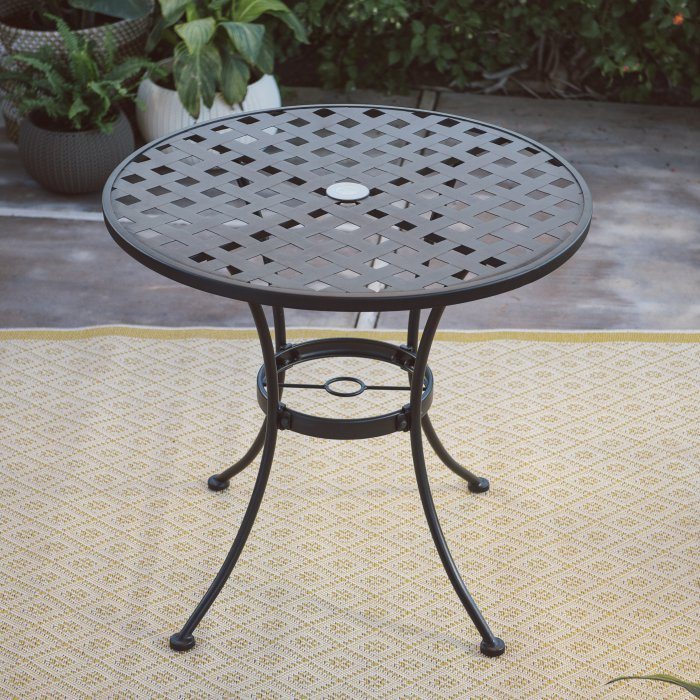 Capri Wrought Iron Bistro Patio Dining Table by Woodard