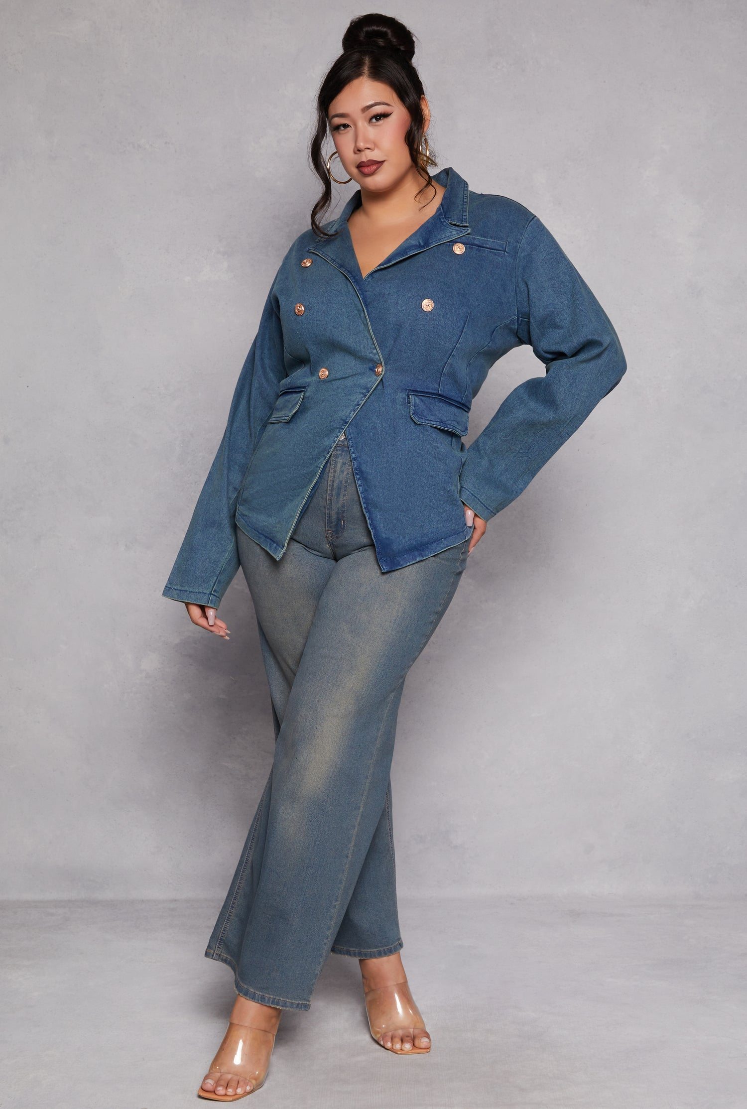 Plus Size Denim Blazer