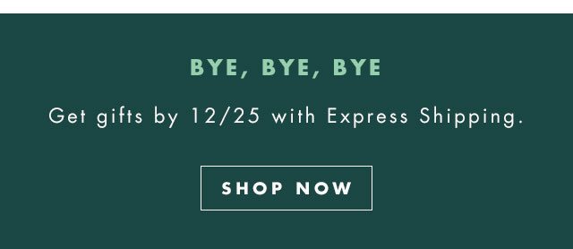 Bye, Bye, Bye. Get gifts by 12/25 with Express Shipping. Shop Now