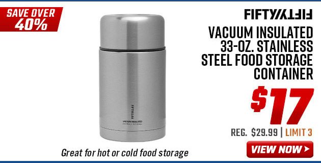 Fifty Fifty Vacuum Insulated 33-oz. Stainless Steel Food Storage Container