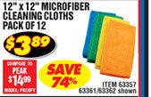  Microfiber Cleaning Cloth 12 in. x 12 in., 12 Pk. 