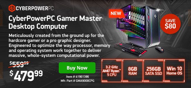 CyberpowerPC Gamer Master Ryzen 5 8GB 256GB SSD | 41961386 | Shop Now