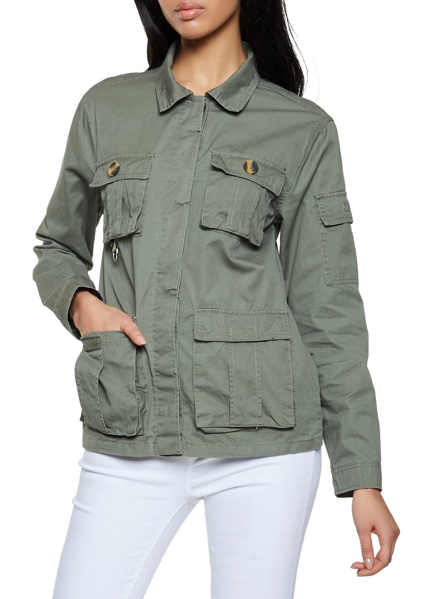 Lightweight Twill Button Front Jacket