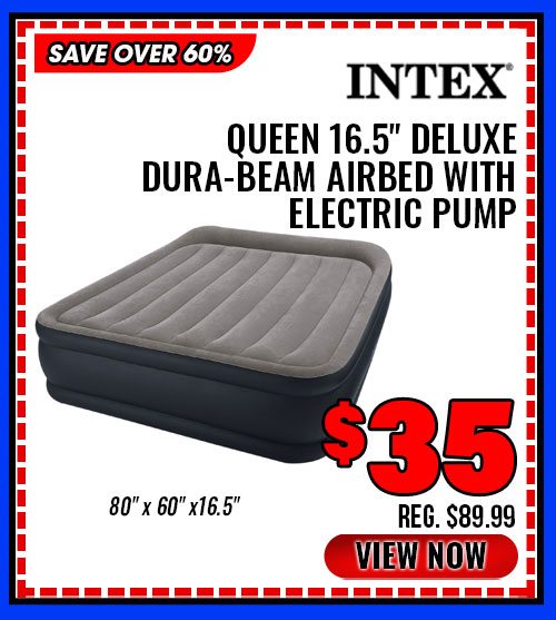 INTEX QUEEN 16.5'' Deluxe Dura-Beam Airbed With Electric Pump