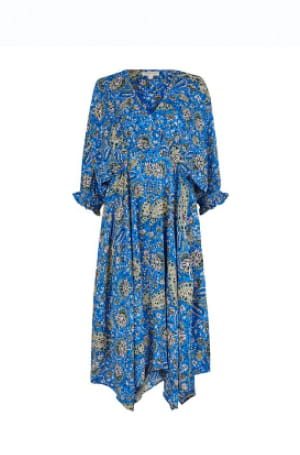 Paisley hanky hem dress in lenzing™ ecovero™ blue