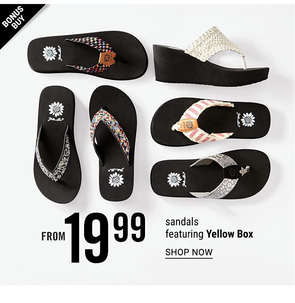 BONUS BUY! From 19.99 Sandals featuring Yellow Box - Shop Now