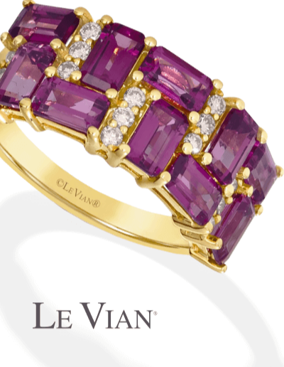 Le Vian Venetian Mosaic Octagon-Cut Rhodolite Garnet Ring 1/5 ct tw Diamonds 14K Honey Gold