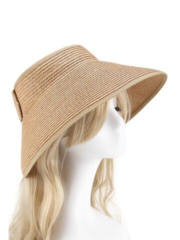  Sun Straw Hat Foldable Sunscreen Empty-top Bow Hat