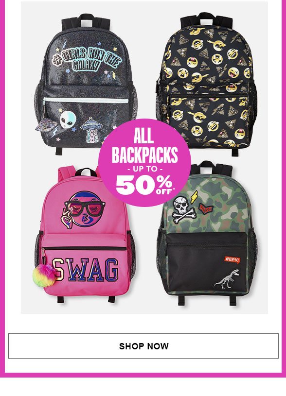 All Backpacks Up to 50% off