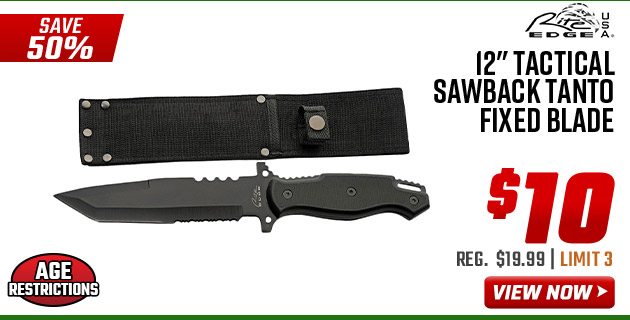 Rite Edge 12'' Tactical Sawback Tanto Fixed Blade