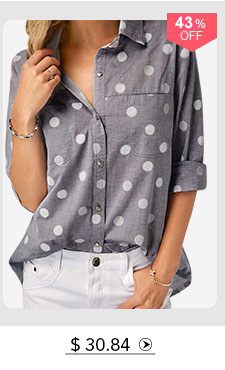 Turndown Collar Polka Dot Print Shirt