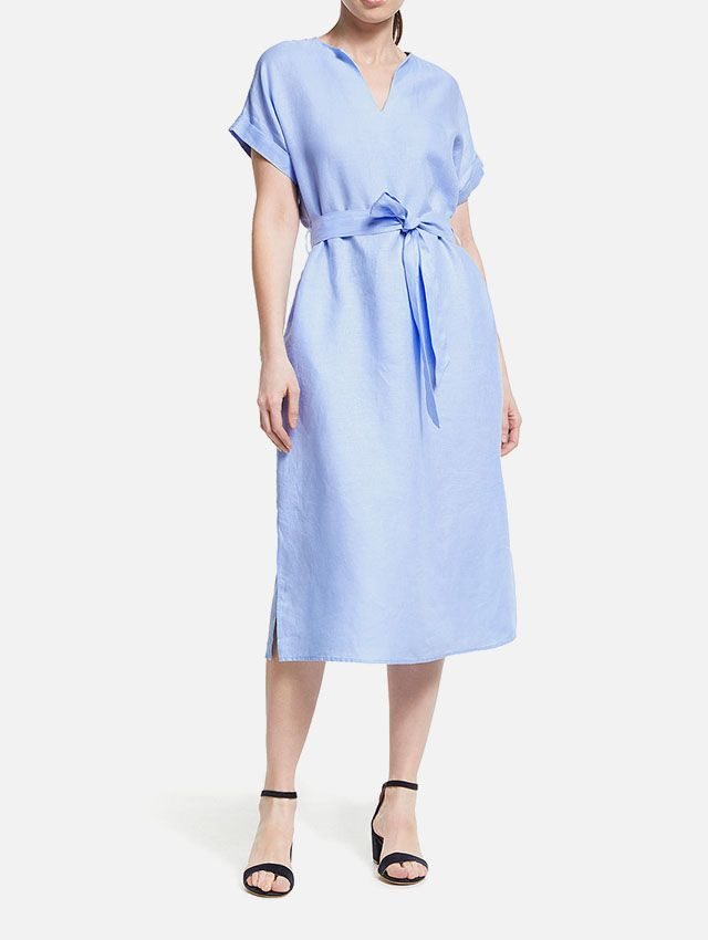 John Lewis & Partners Linen Belted Midi Dress