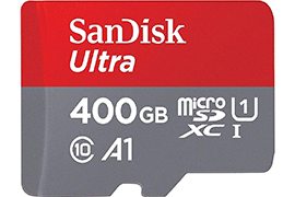 400GB SanDisk Ultra UHS-I Class 10 microSDXC Memory Card with Adapter (Up to 100MB/s read speeds)