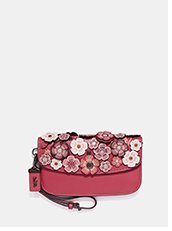 Clutch With Small Tea Rose | Red coach wristlet with flowers