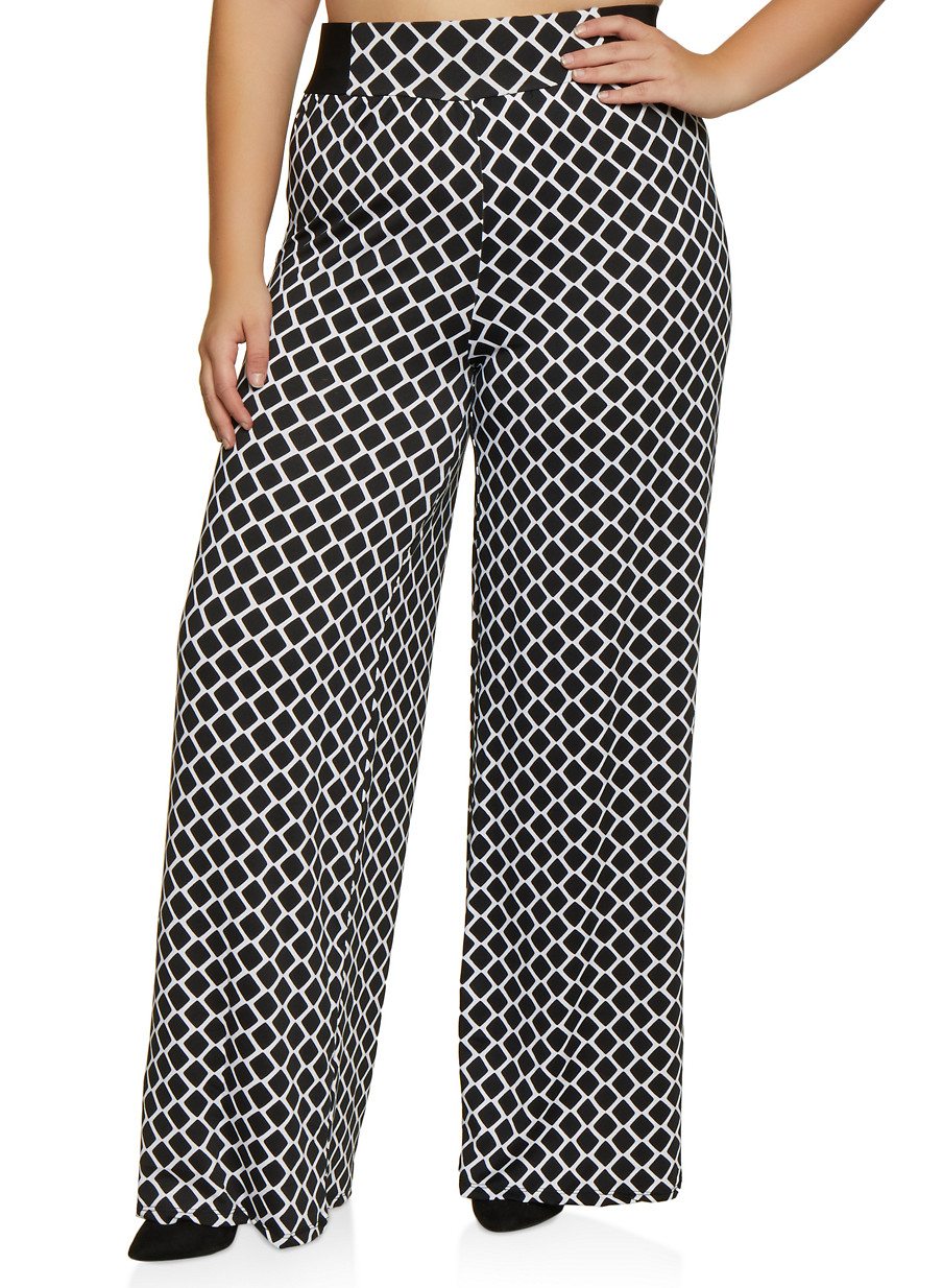 Plus Size Geometric Print Palazzo Pants