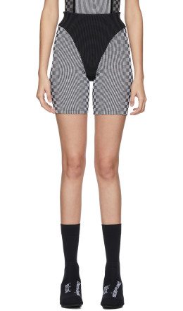 Paolina Russo - SSENSE Exclusive White & Grey Check Illusion Knit Cycling Shorts