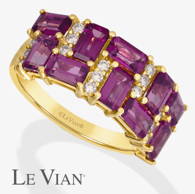 Le Vian Venetian Mosaic Octagon-Cut Rhodolite Garnet Ring 1/5 ct tw Diamonds 14K Honey Gold