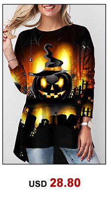 Long Sleeve Halloween Pumpkin Print T Shirt 