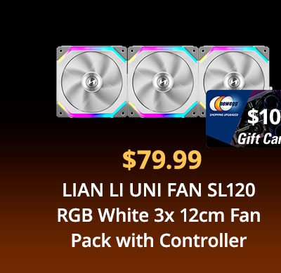 $79.99 LIAN LI UNI FAN SL120 RGB White 3x 12cm Fan Pack with Controller