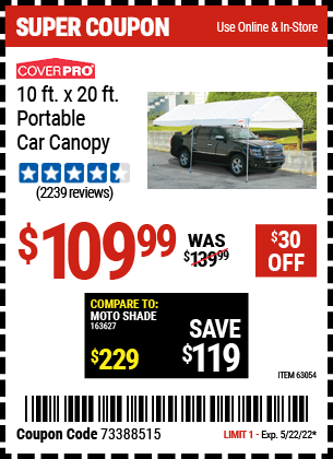 COVERPRO: 10 Ft. X 20 Ft. Portable Car Canopy