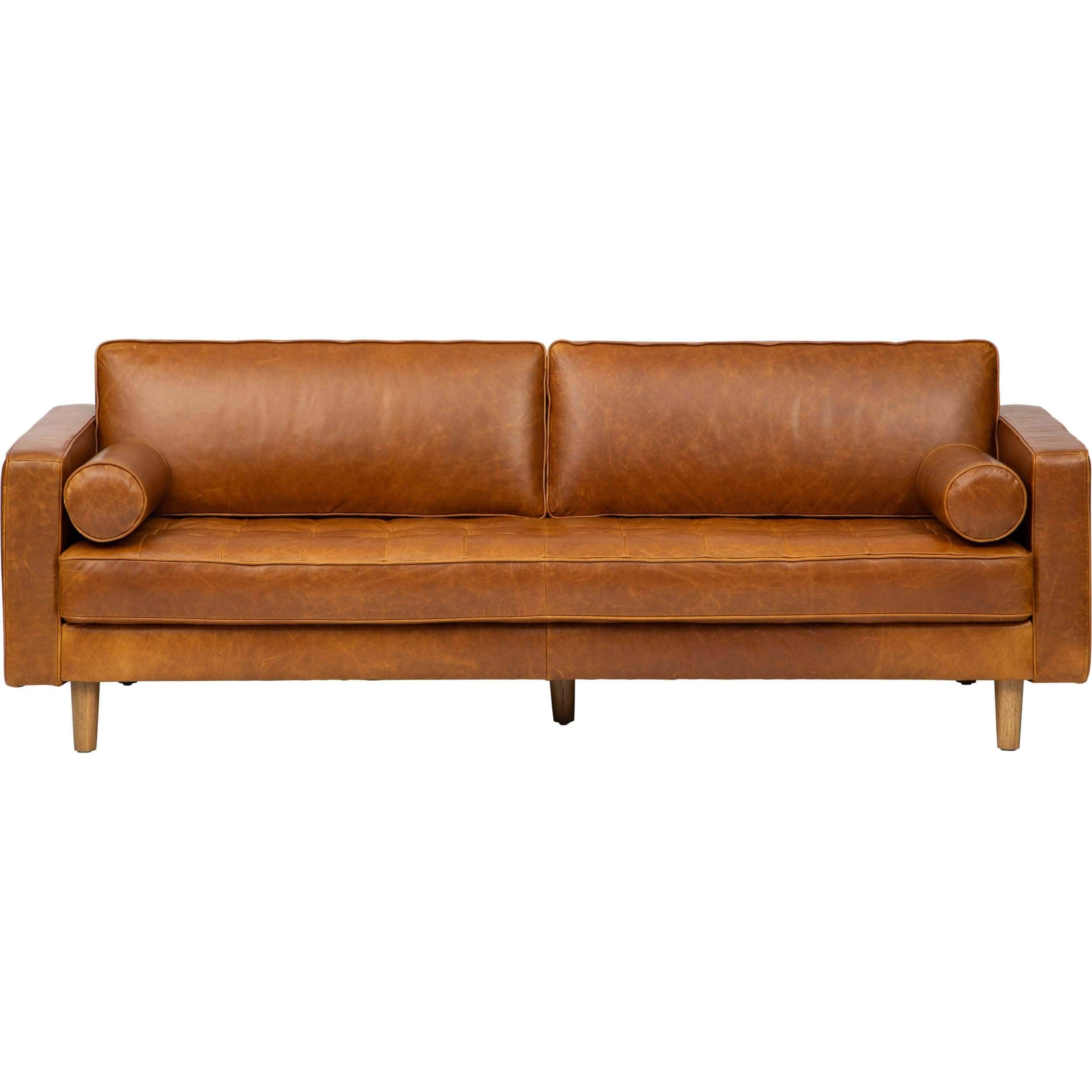 Image of Adler Leather Sofa, Oil Buffalo Camel