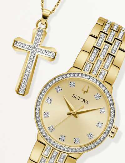 Bulova Crystal Collection Women’s Watch & Cross Gift Set 98X133