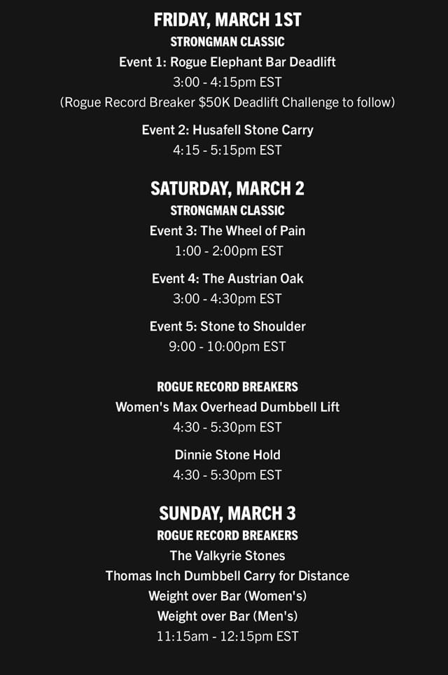 Arnold Strongman Classic Lineup