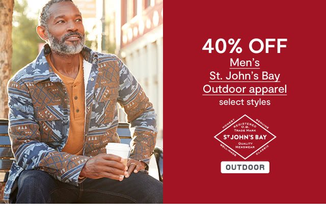 40% OFF Men's St. John's Bay Outdoor apparel, select styles