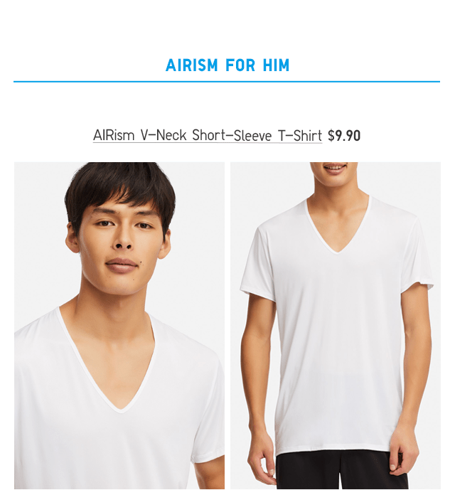 AIRISM V-NECK SHORT-SLEEVE T-SHIRT $9.90