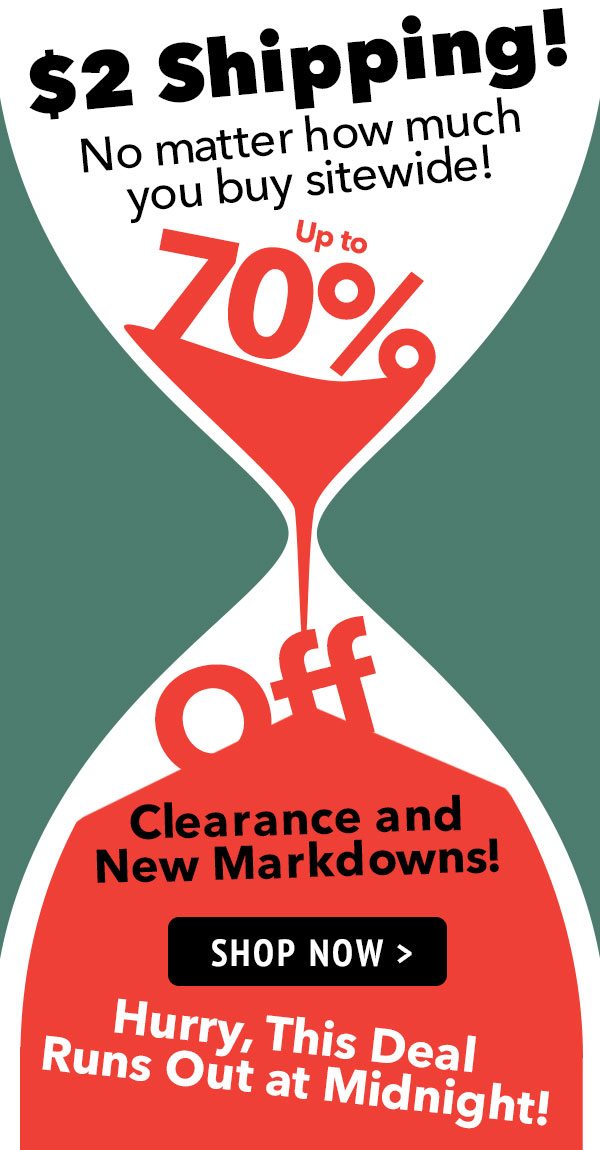 Clearance plus $2 Flat Rate shipping!