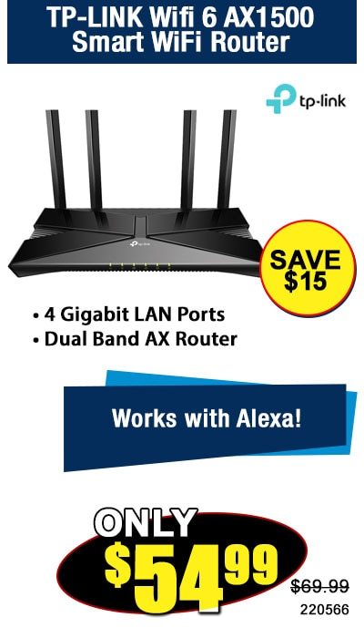 TP-LINK Wifi 6 AX1500 Smart WiFi Router