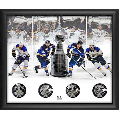 St. Louis Blues Fanatics Authentic Framed Autographed 20" x 24" 2019 Stanley Cup Champions Game 7 Goal Scorers 4-Puck Shadowbox - Limited Edition of 100