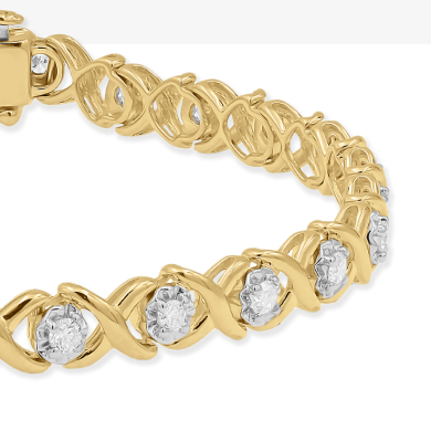 Diamond Bracelet 1 ct tw Round-Cut 10K Yellow Gold 7''