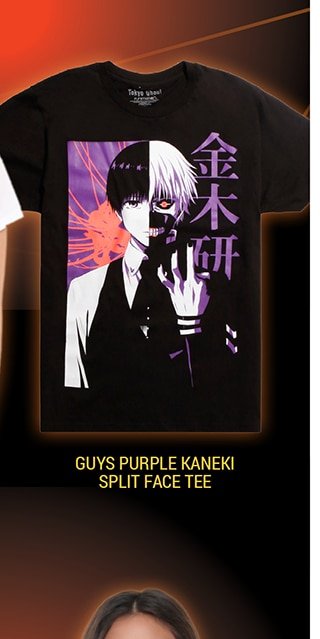 Guys Purple Kaneki Split Face Tee